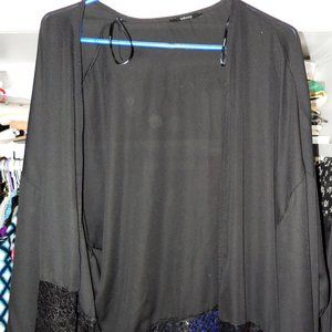Forever 21 shawl jacket black poly lacy XL/1X?